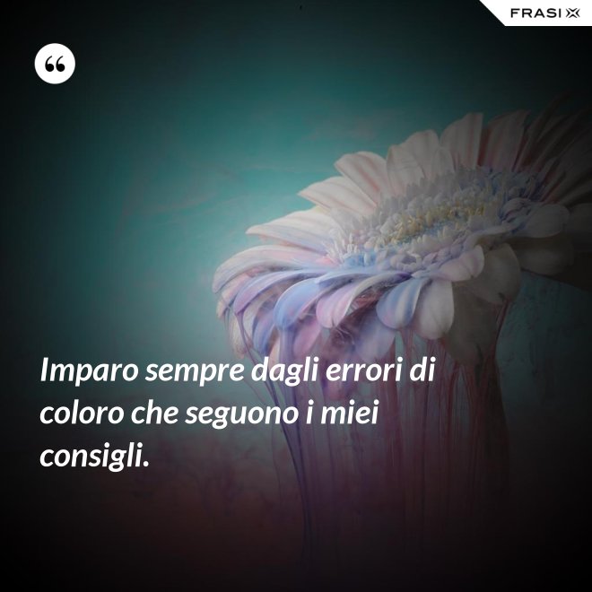 Imparo sempre dagli errori di coloro che seguono i miei consigli. - Anonimo