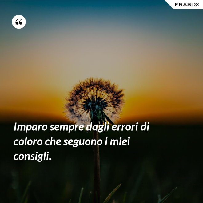 Imparo sempre dagli errori di coloro che seguono i miei consigli. - Anonimo