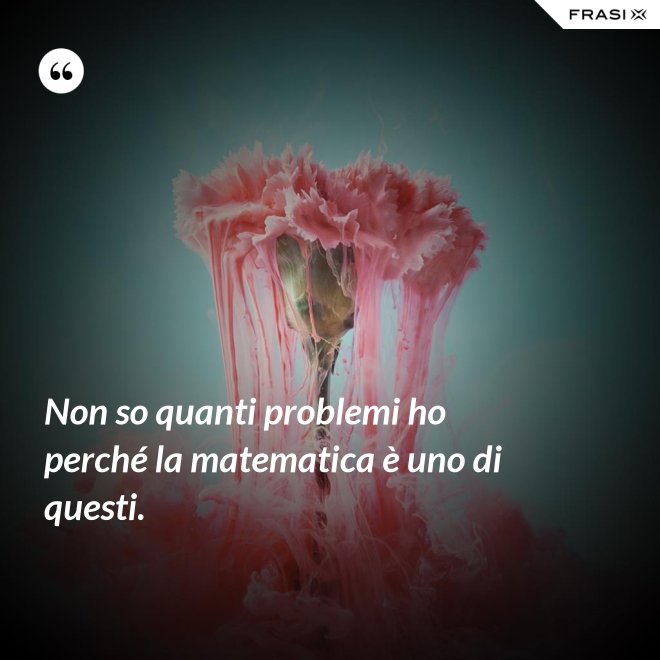 Non so quanti problemi ho perché la matematica è uno di questi. - Anonimo