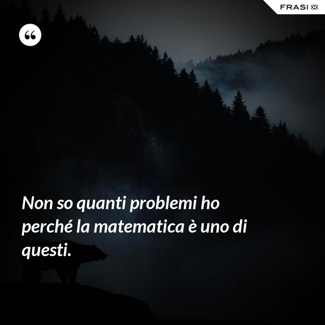 Non so quanti problemi ho perché la matematica è uno di questi. - Anonimo