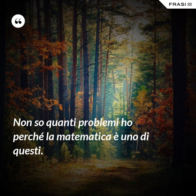 Non so quanti problemi ho perché la matematica è uno di questi. - Anonimo