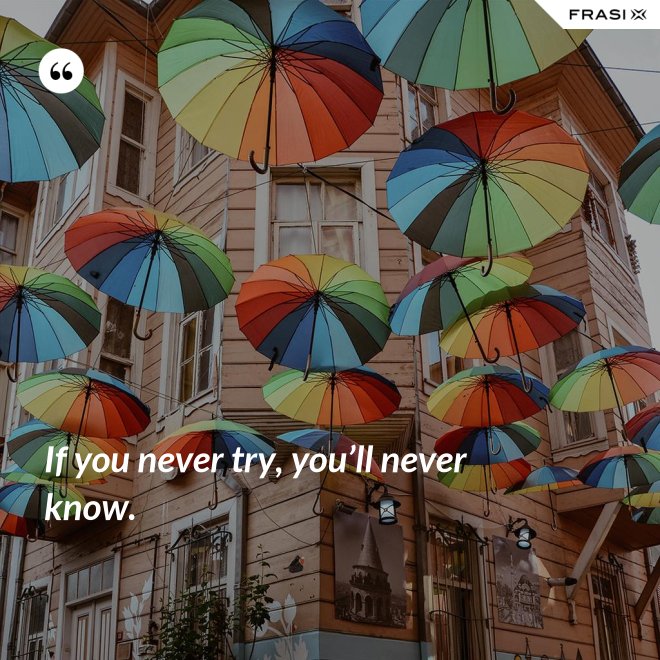 If you never try, you’ll never know. - Anonimo