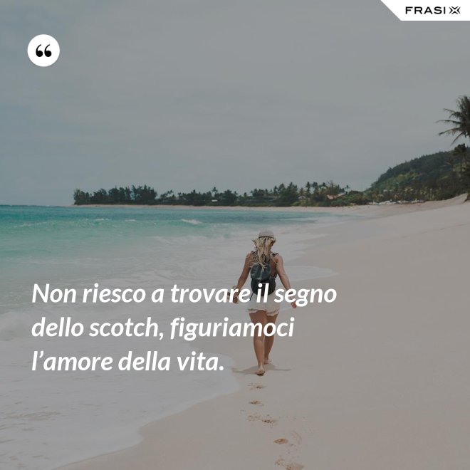 Non riesco a trovare il segno dello scotch, figuriamoci l’amore della vita. - Anonimo