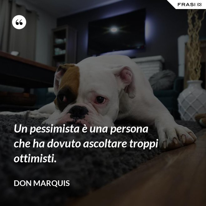 Un pessimista è una persona che ha dovuto ascoltare troppi ottimisti. - Don Marquis