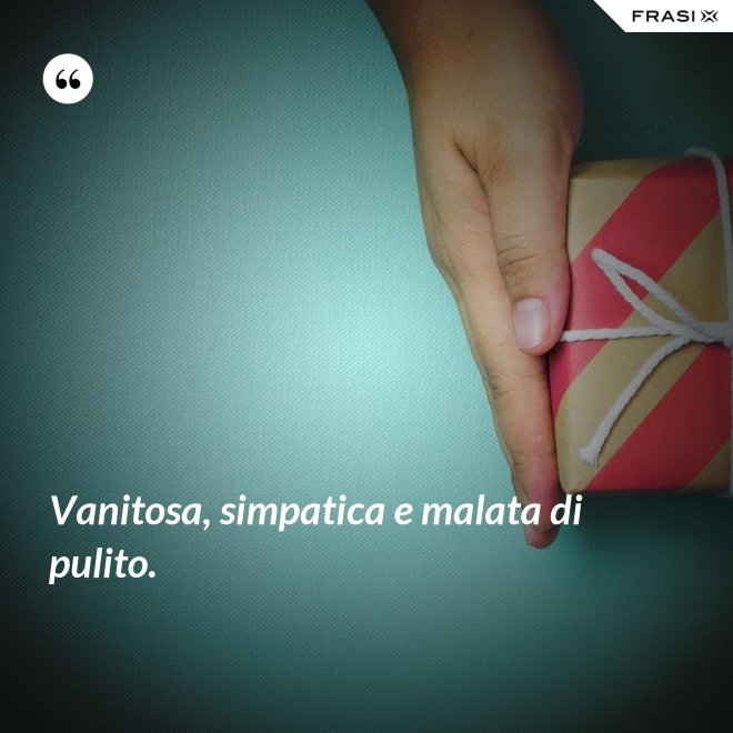 Vanitosa, simpatica e malata di pulito. - Anonimo