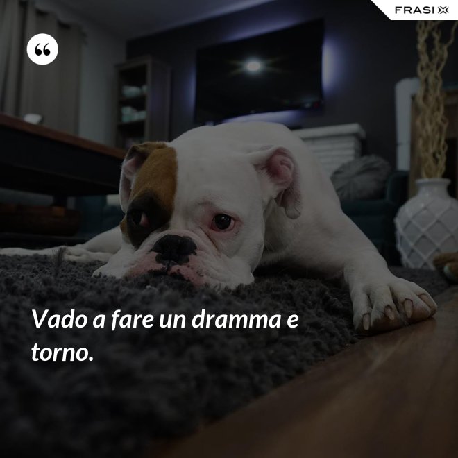 Vado a fare un dramma e torno. - Anonimo