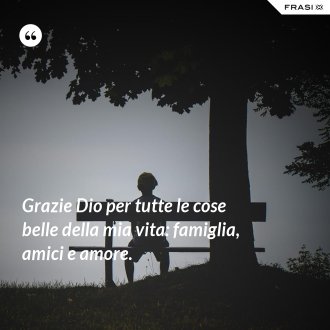 Grazie Dio per tutte le cose belle della mia vita: famiglia, amici e amore. - Anonimo