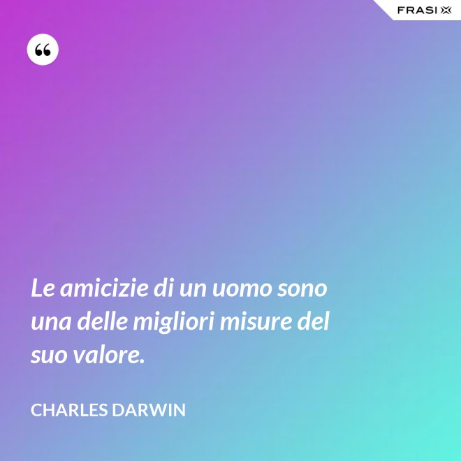 Le amicizie di un uomo sono una delle migliori misure del suo valore. - Charles Darwin