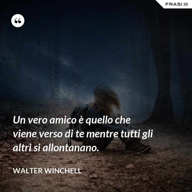 Un vero amico è quello che viene verso di te mentre tutti gli altri si allontanano. - Walter Winchell