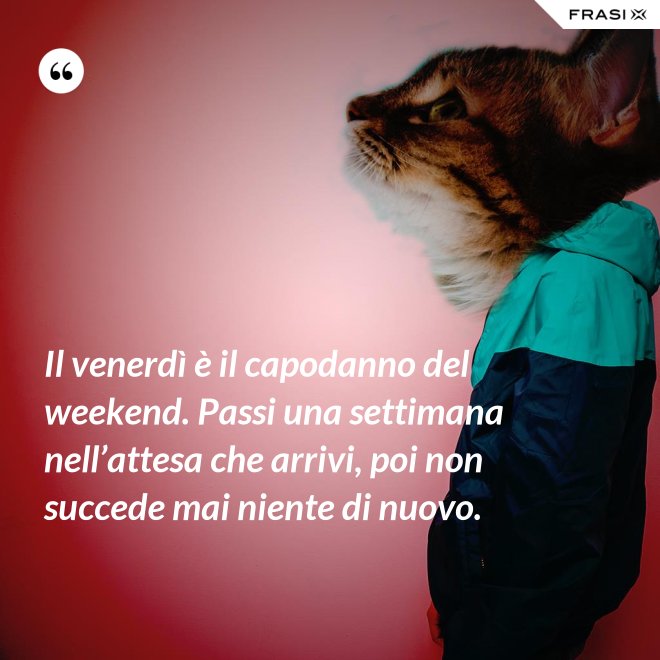 Il venerdì è il capodanno del weekend. Passi una settimana nell’attesa che arrivi, poi non succede mai niente di nuovo. - Anonimo