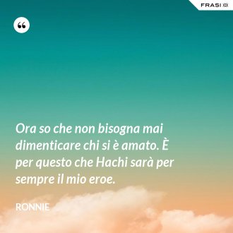Ora so che non bisogna mai dimenticare chi si è amato. È per questo che Hachi sarà per sempre il mio eroe. - Ronnie