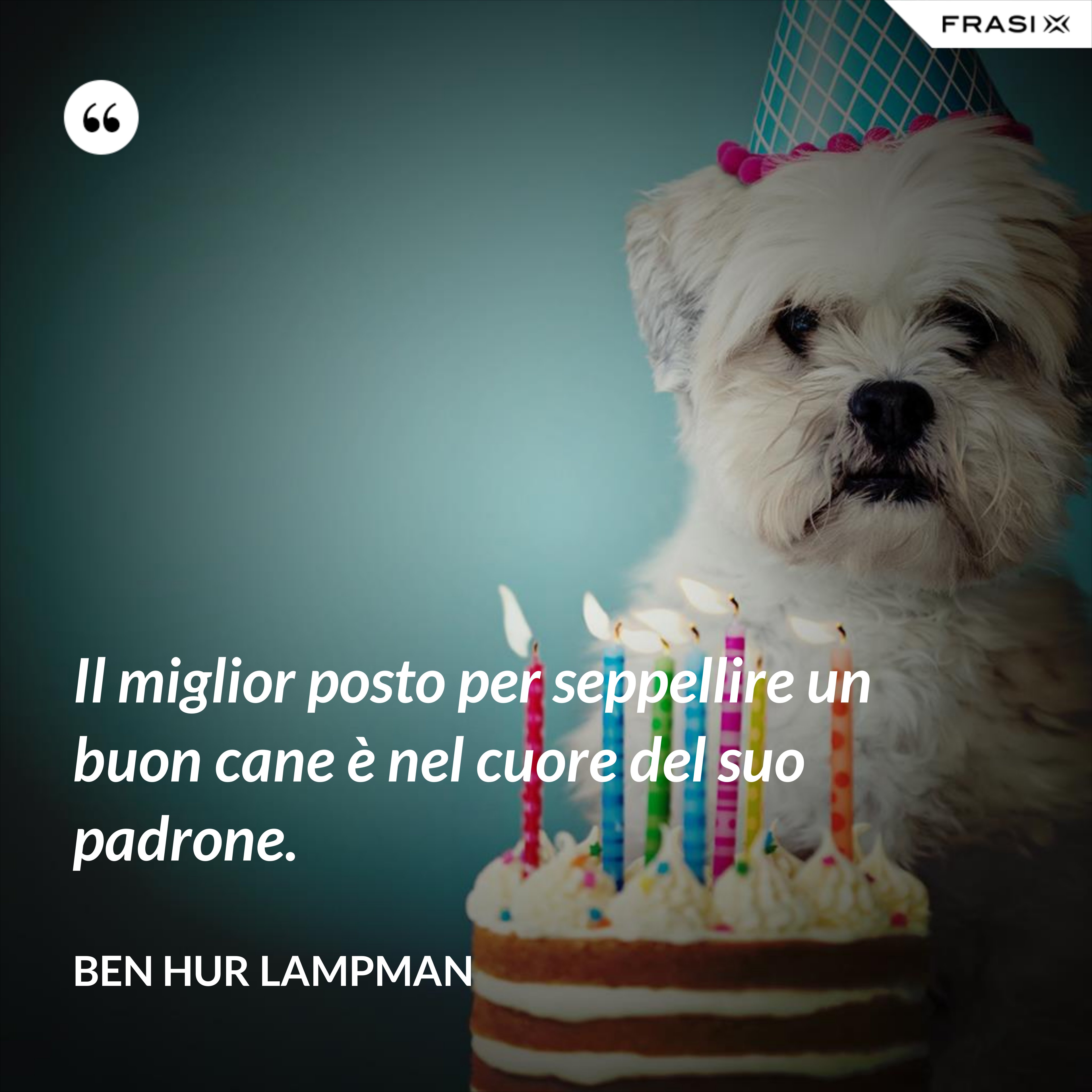 Il miglior posto per seppellire un buon cane è nel cuore del suo padrone.