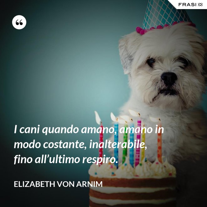 I cani quando amano, amano in modo costante, inalterabile, fino all’ultimo respiro. - Elizabeth von Arnim