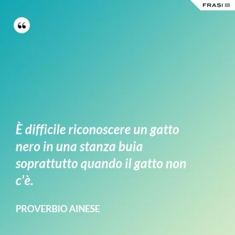 È difficile riconoscere un gatto nero in una stanza buia soprattutto quando il gatto non c'è. - Proverbio ainese