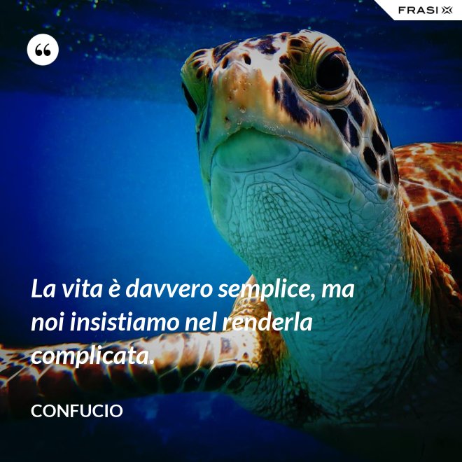 La vita è davvero semplice, ma noi insistiamo nel renderla complicata. - Confucio