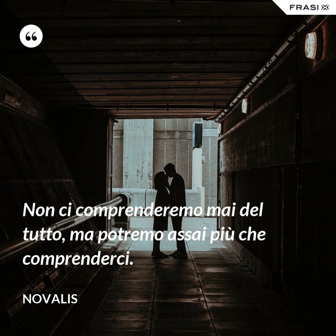 Non ci comprenderemo mai del tutto, ma potremo assai più che comprenderci. - Novalis