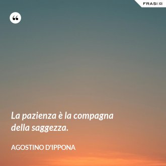 La pazienza è la compagna della saggezza. - Agostino d'Ippona