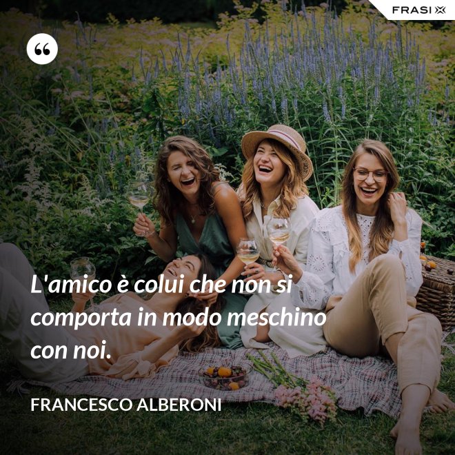 L'amico è colui che non si comporta in modo meschino con noi. - Francesco Alberoni