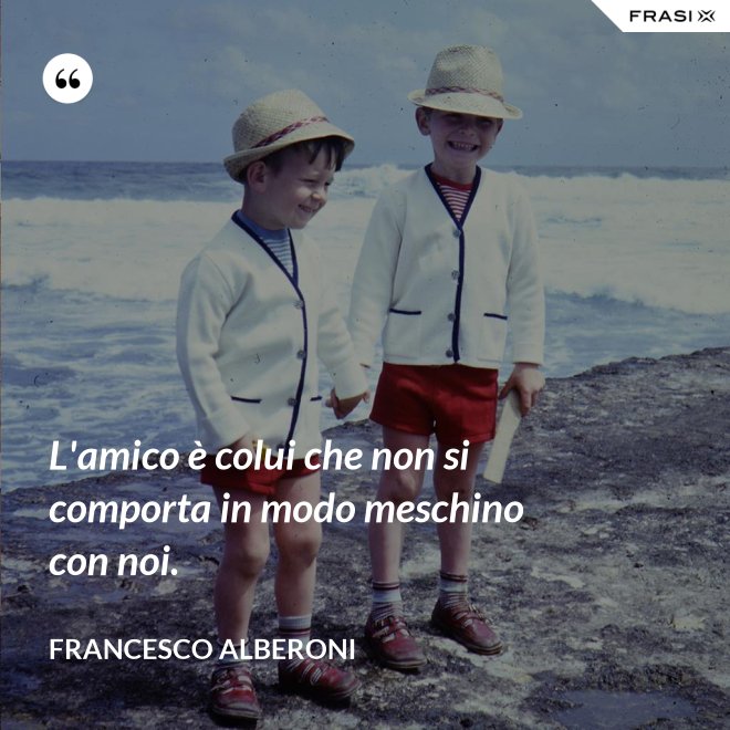 L'amico è colui che non si comporta in modo meschino con noi. - Francesco Alberoni