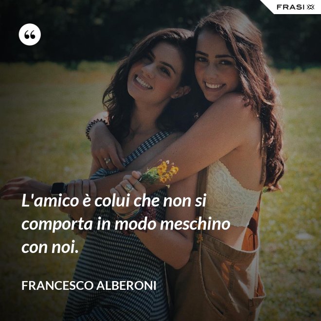 L'amico è colui che non si comporta in modo meschino con noi. - Francesco Alberoni