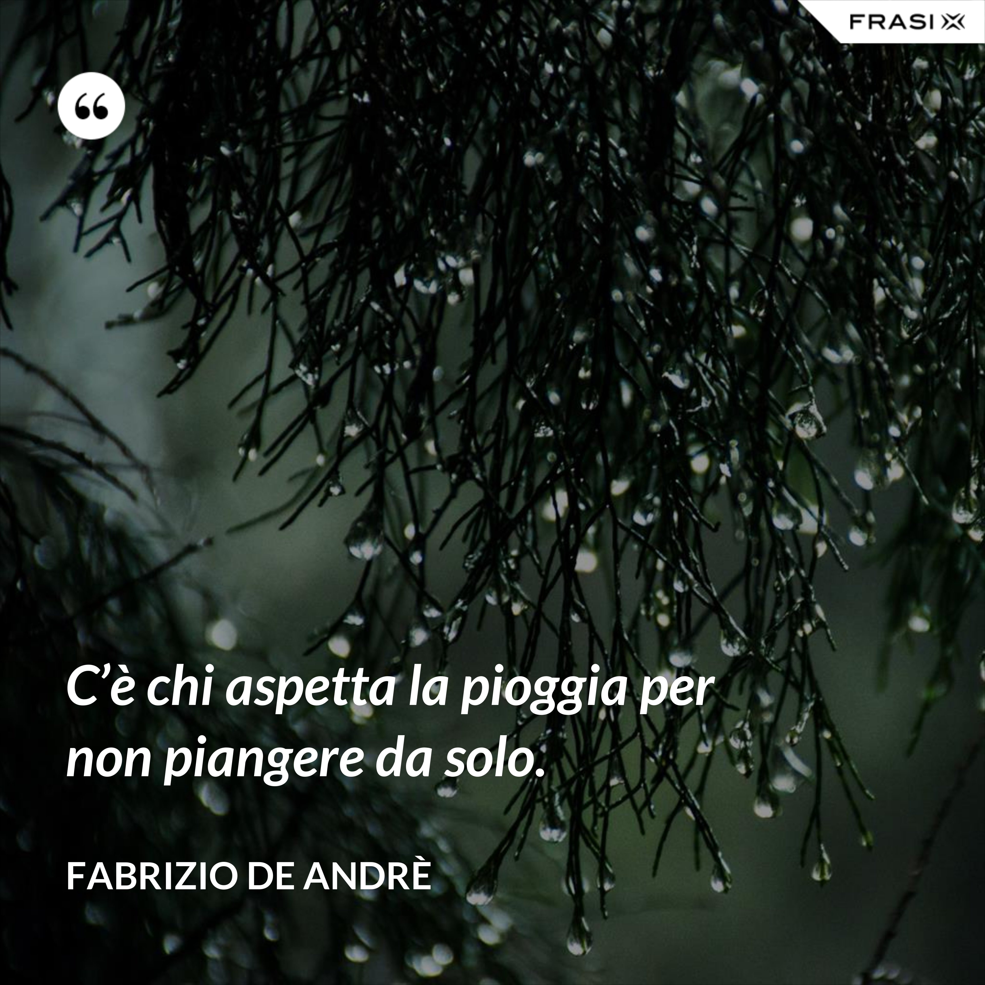 C’è chi aspetta la pioggia per non piangere da solo. - Fabrizio De Andrè