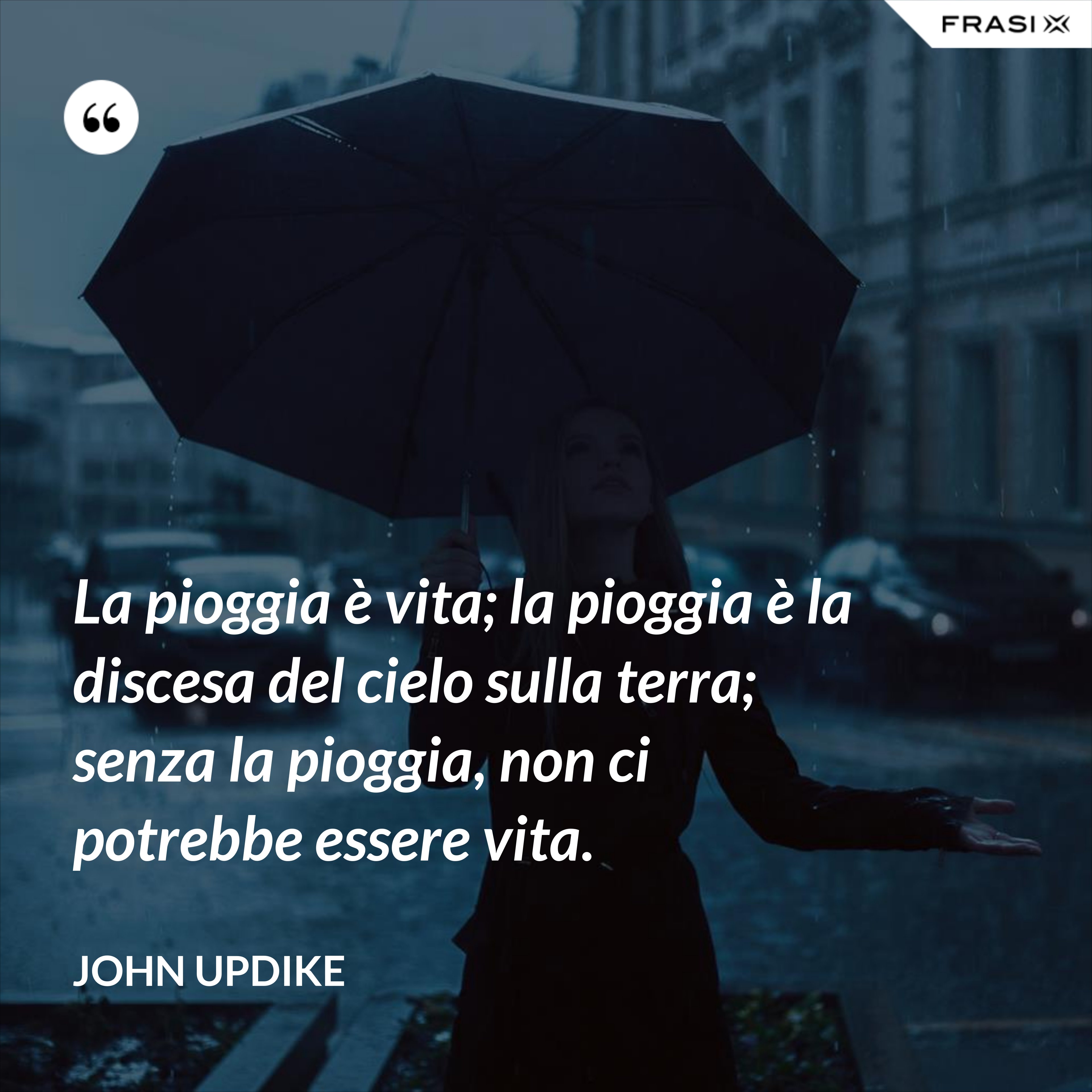 La pioggia è vita; la pioggia è la discesa del cielo sulla terra; senza la pioggia, non ci potrebbe essere vita. - John Updike