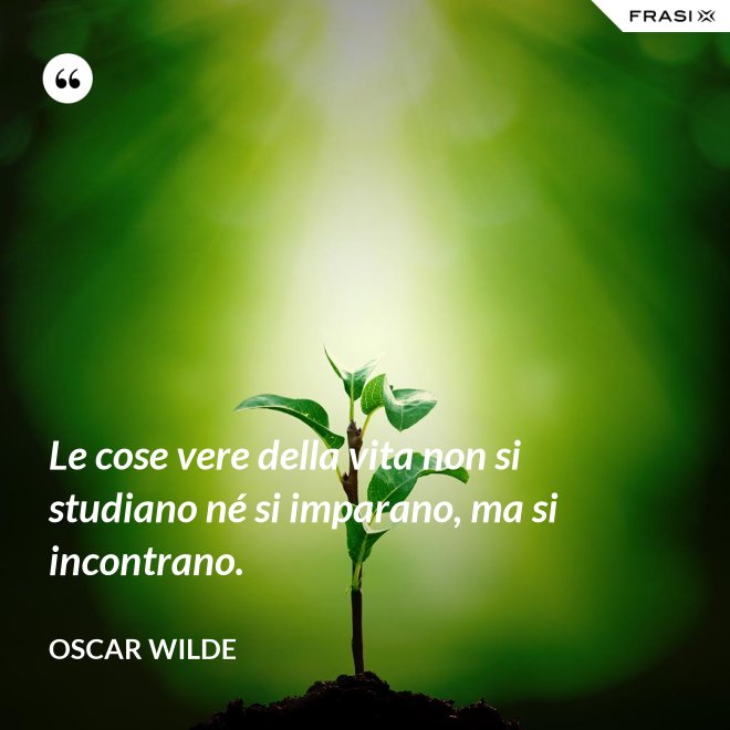 Le cose vere della vita non si studiano né si imparano, ma si incontrano. - Oscar Wilde