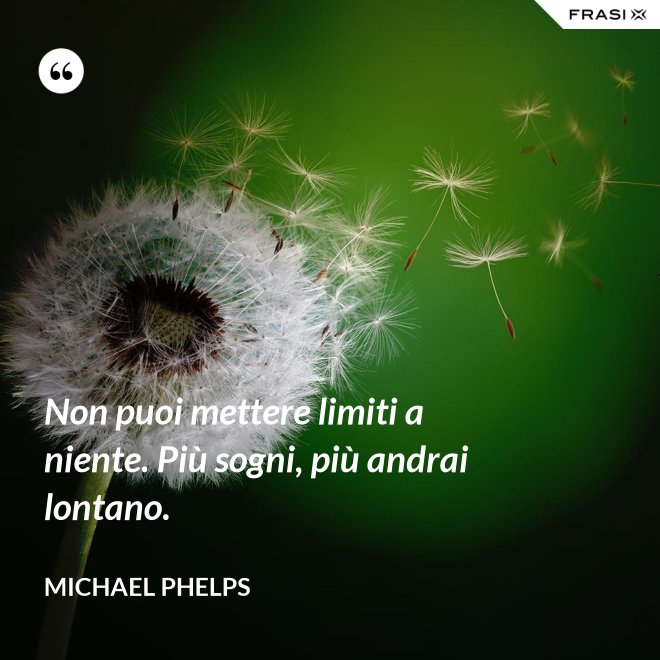 Non puoi mettere limiti a niente. Più sogni, più andrai lontano. - Michael Phelps