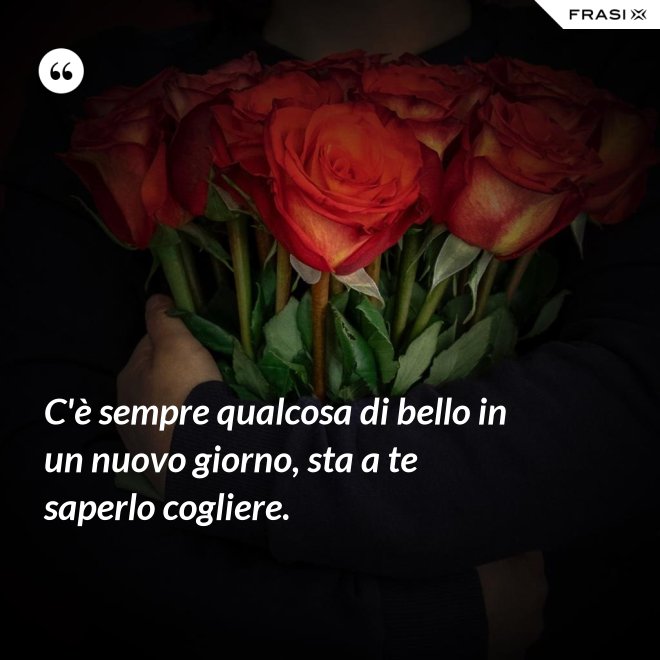 C'è sempre qualcosa di bello in un nuovo giorno, sta a te saperlo cogliere. - Anonimo