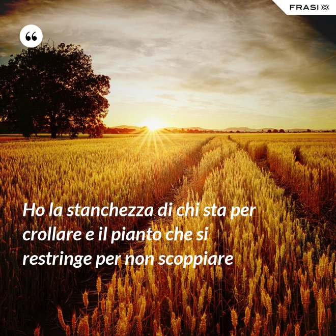 Ho la stanchezza di chi sta per crollare e il pianto che si restringe per non scoppiare - Anonimo