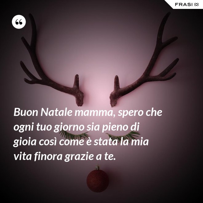Buon Natale mamma, spero che ogni tuo giorno sia pieno di gioia così come è stata la mia vita finora grazie a te. - Anonimo