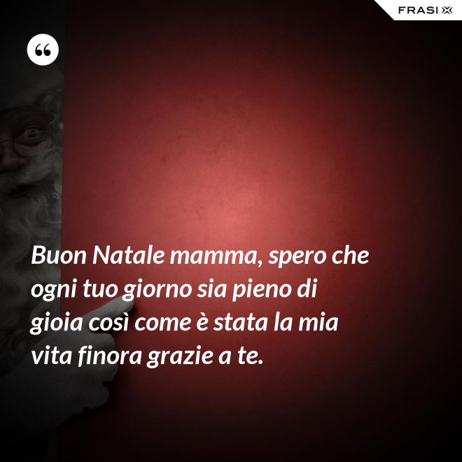 Buon Natale mamma, spero che ogni tuo giorno sia pieno di gioia così come è stata la mia vita finora grazie a te. - Anonimo