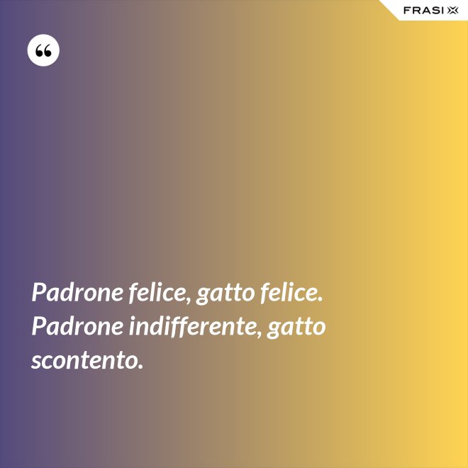 Padrone felice, gatto felice. Padrone indifferente, gatto scontento. - Anonimo