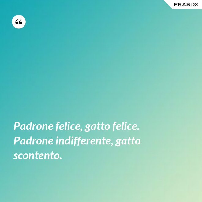 Padrone felice, gatto felice. Padrone indifferente, gatto scontento. - Anonimo