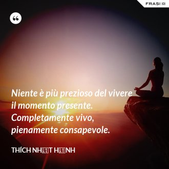 Niente è più prezioso del vivere il momento presente. Completamente vivo, pienamente consapevole. - Thích Nhất Hạnh