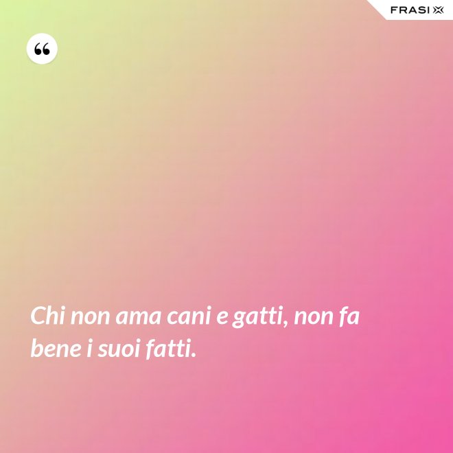 Chi non ama cani e gatti, non fa bene i suoi fatti. - Anonimo