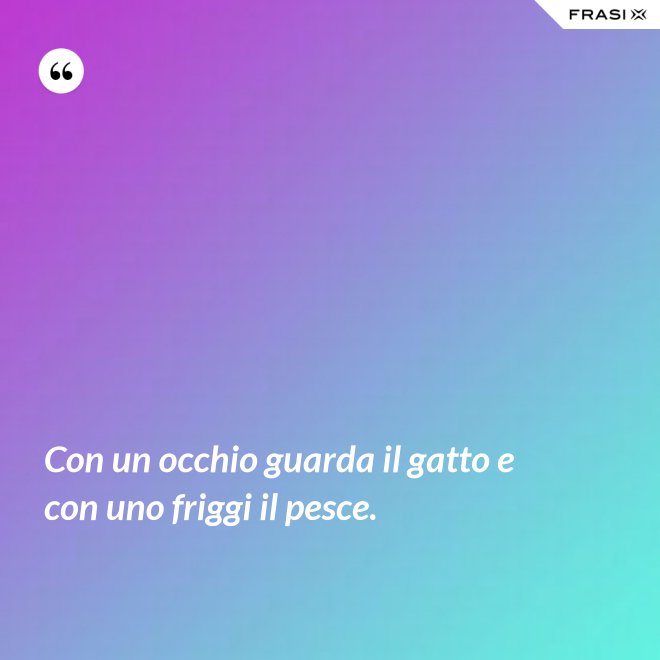 Con un occhio guarda il gatto e con uno friggi il pesce. - Anonimo