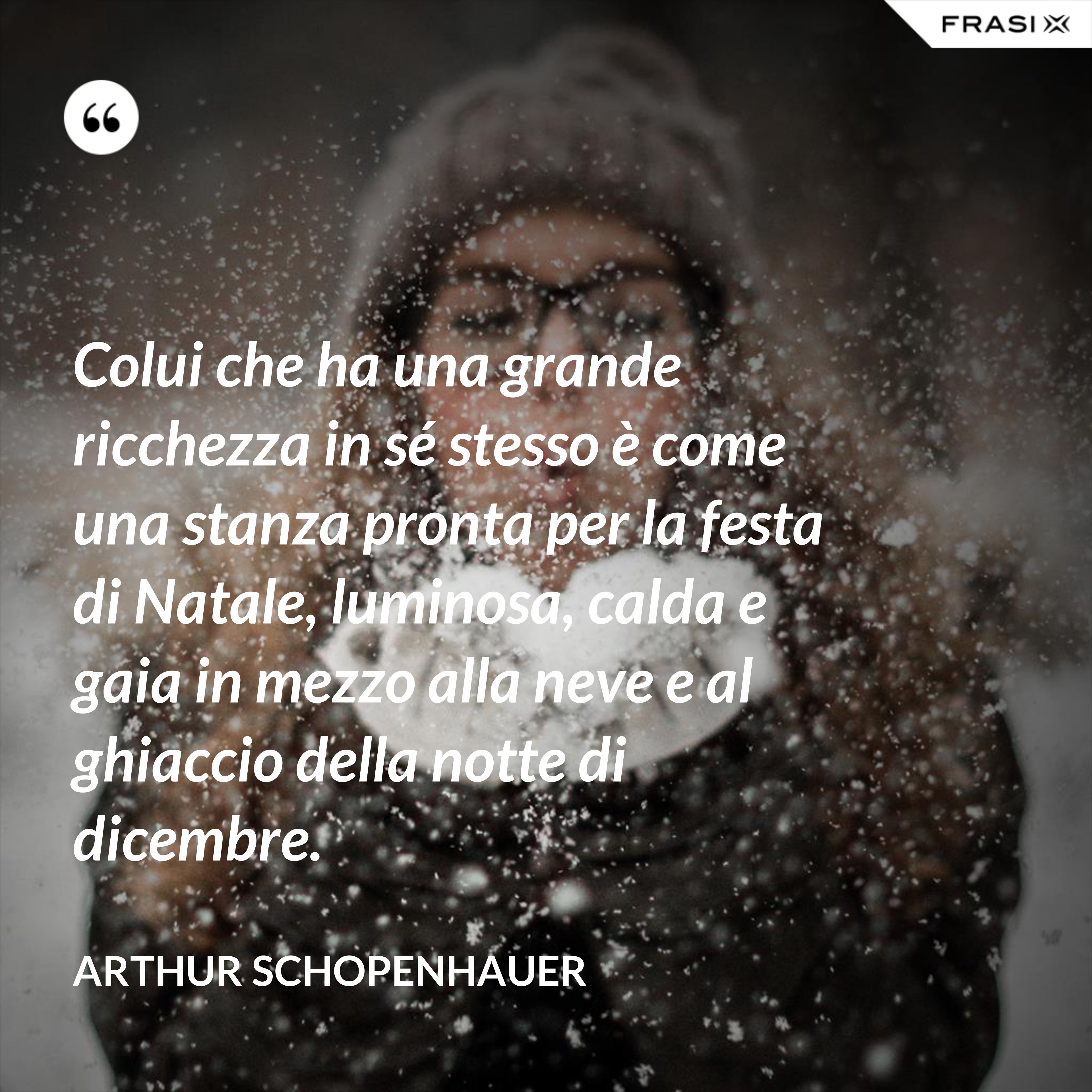 Colui che ha una grande ricchezza in sé stesso è come una stanza pronta per la festa di Natale, luminosa, calda e gaia in mezzo alla neve e al ghiaccio della notte di dicembre. - Arthur Schopenhauer