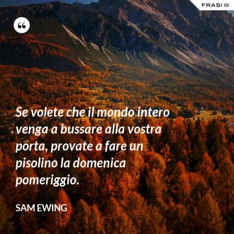 Se volete che il mondo intero venga a bussare alla vostra porta, provate a fare un pisolino la domenica pomeriggio. - Sam Ewing