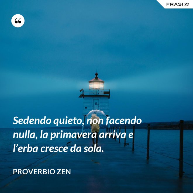 Sedendo quieto, non facendo nulla, la primavera arriva e l’erba cresce da sola. - Proverbio Zen