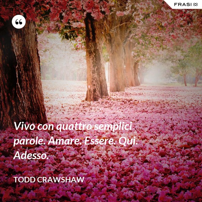 Vivo con quattro semplici parole. Amare. Essere. Qui. Adesso. - Todd Crawshaw