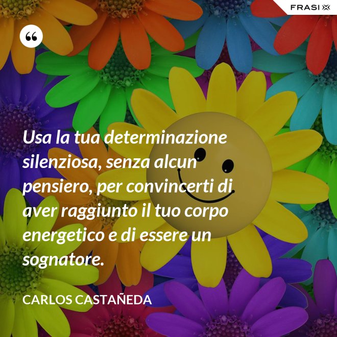 Usa la tua determinazione silenziosa, senza alcun pensiero, per convincerti di aver raggiunto il tuo corpo energetico e di essere un sognatore. - CARLOS CASTAÑEDA