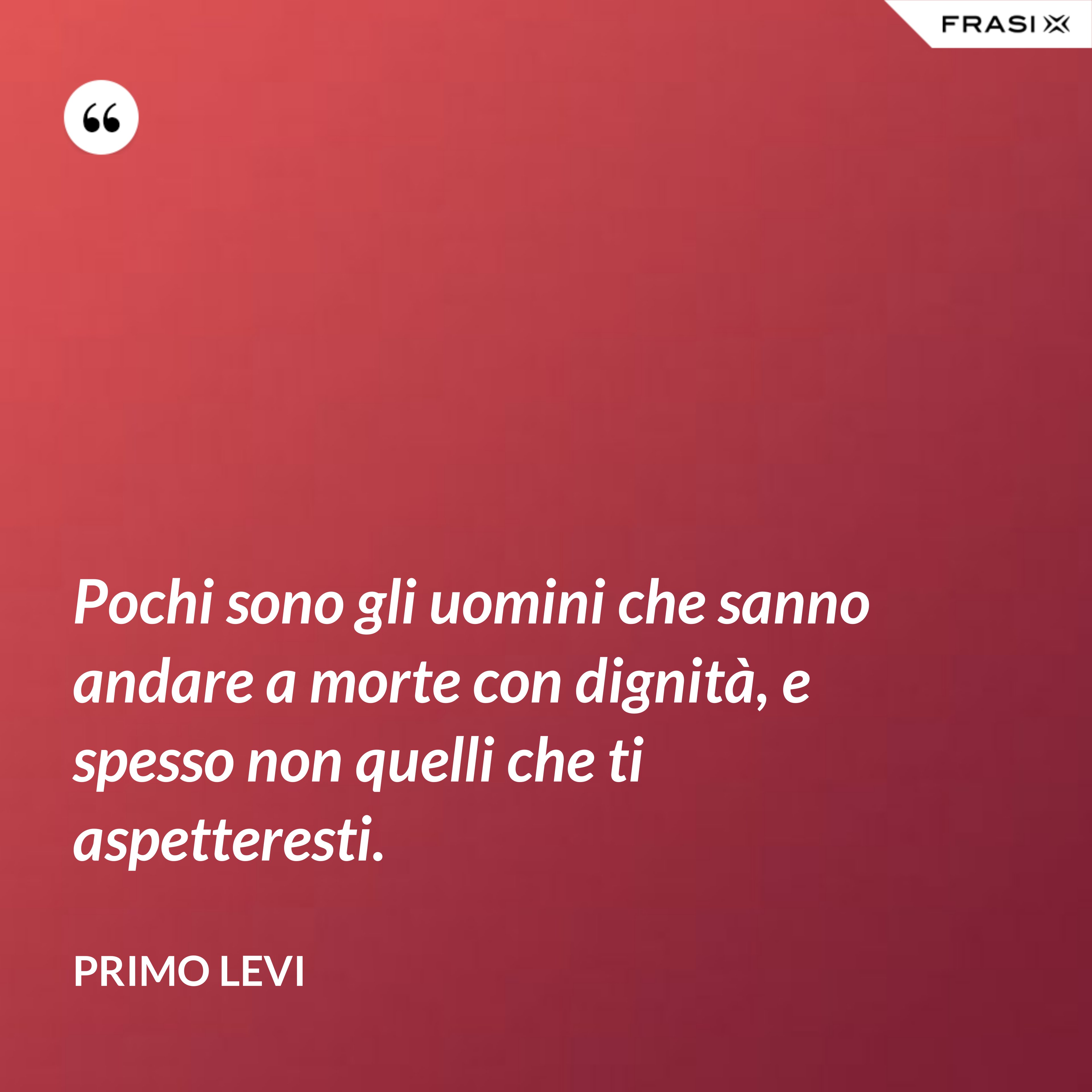 Pochi sono gli uomini che sanno andare a morte con dignità, e spesso non quelli che ti aspetteresti. - Primo Levi