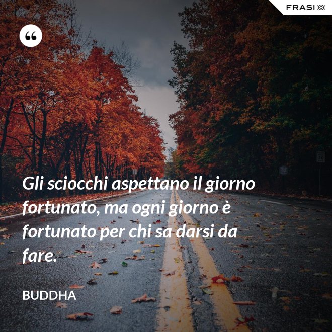 Gli sciocchi aspettano il giorno fortunato, ma ogni giorno è fortunato per chi sa darsi da fare. - Buddha