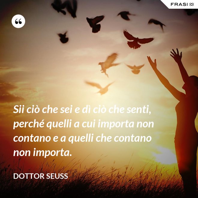 Sii ciò che sei e dì ciò che senti, perché quelli a cui importa non contano e a quelli che contano non importa. - Dottor Seuss