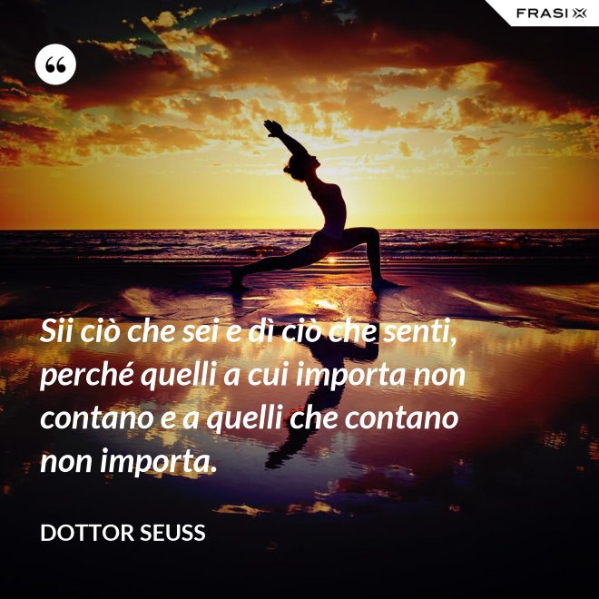 Sii ciò che sei e dì ciò che senti, perché quelli a cui importa non contano e a quelli che contano non importa. - Dottor Seuss