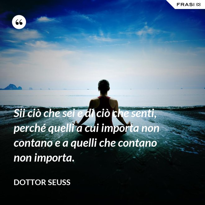 Sii ciò che sei e dì ciò che senti, perché quelli a cui importa non contano e a quelli che contano non importa. - Dottor Seuss