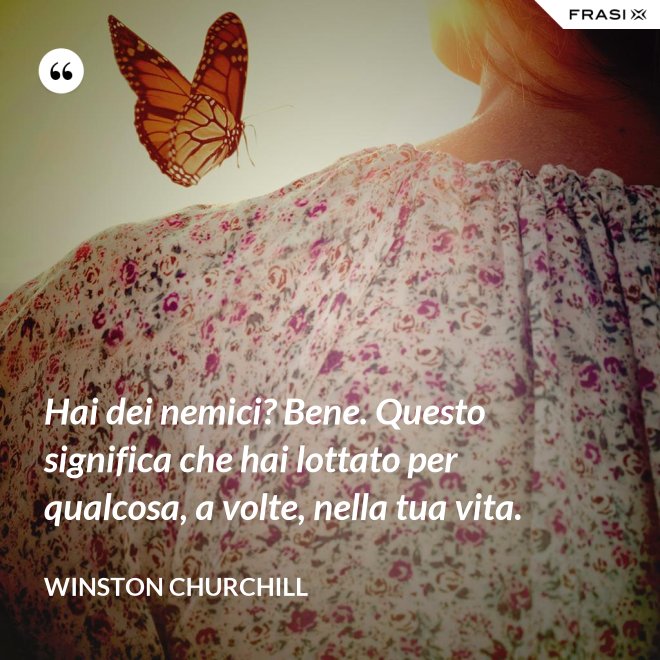 Hai dei nemici? Bene. Questo significa che hai lottato per qualcosa, a volte, nella tua vita. - Winston Churchill