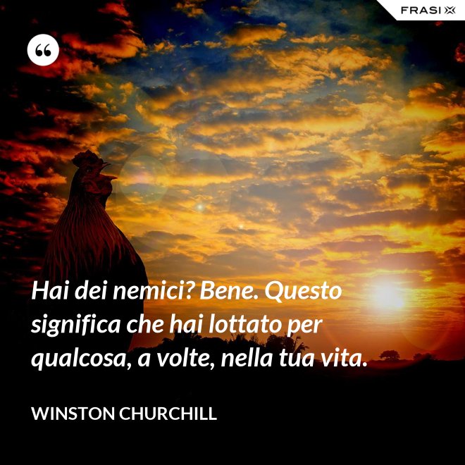 Hai dei nemici? Bene. Questo significa che hai lottato per qualcosa, a volte, nella tua vita. - Winston Churchill