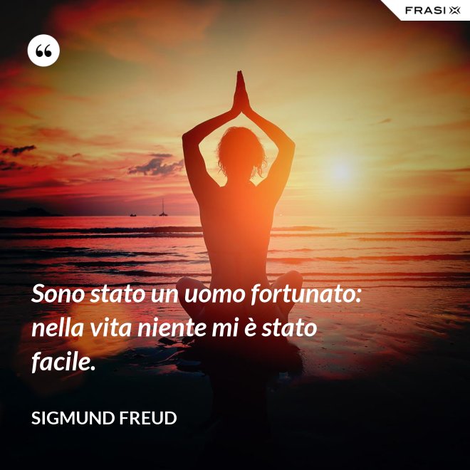 Sono stato un uomo fortunato: nella vita niente mi è stato facile. - Sigmund Freud